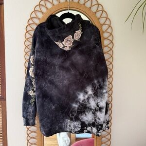 Civil Regime tie dye hoodie with floral lace, sz L